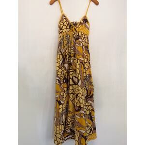 Speed Control New York Y2K Maxi Sundress XS Orange Floral Boho Babydoll